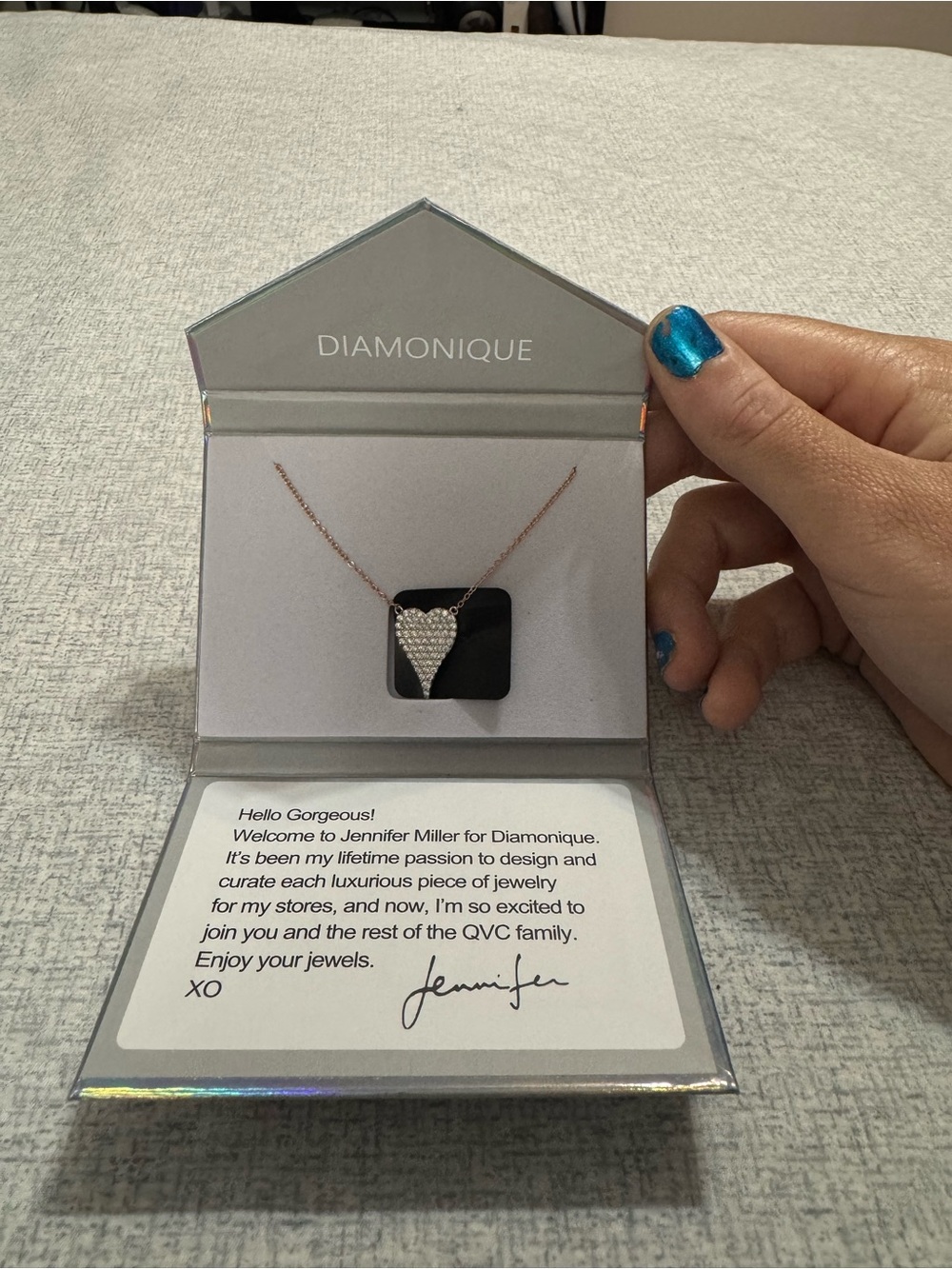 Diamonique Heart Pendant Necklace
